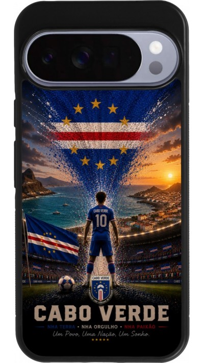 Coque Google Pixel 10 Pro XL - Silicone rigide noir Football Cap-Vert splash 2026