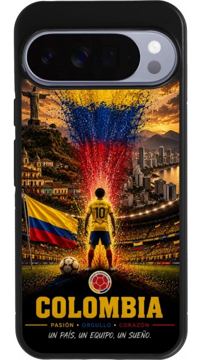Coque Google Pixel 10 Pro XL - Silicone rigide noir Football Colombie splash 2026