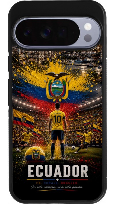 Coque Google Pixel 10 Pro XL - Silicone rigide noir Football Équateur splash 2026