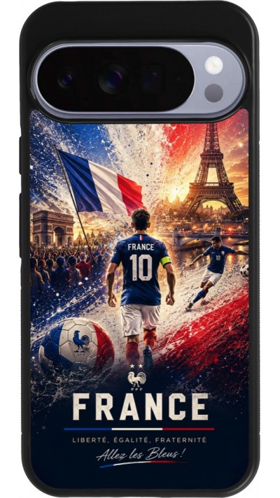 Coque Google Pixel 10 Pro XL - Silicone rigide noir Football France splash 2026