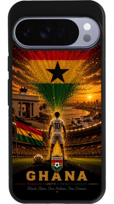 Coque Google Pixel 10 Pro XL - Silicone rigide noir Football Ghana splash 2026