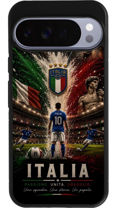 Coque Google Pixel 10 Pro XL - Silicone rigide noir Football Italie splash 2026