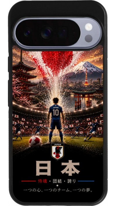 Coque Google Pixel 10 Pro XL - Silicone rigide noir Football Japon splash 2026