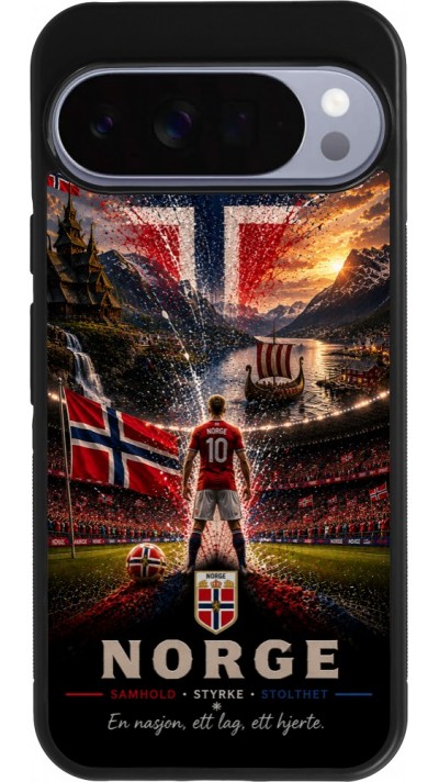 Coque Google Pixel 10 Pro XL - Silicone rigide noir Football Norvège splash 2026
