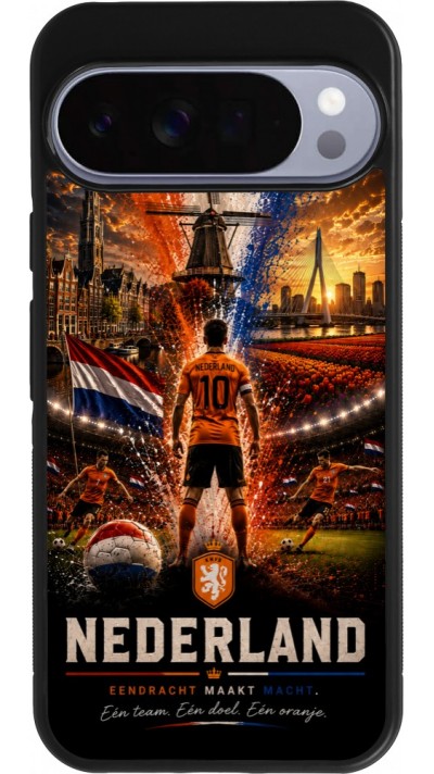 Coque Google Pixel 10 Pro XL - Silicone rigide noir Football Pays-Bas splash 2026