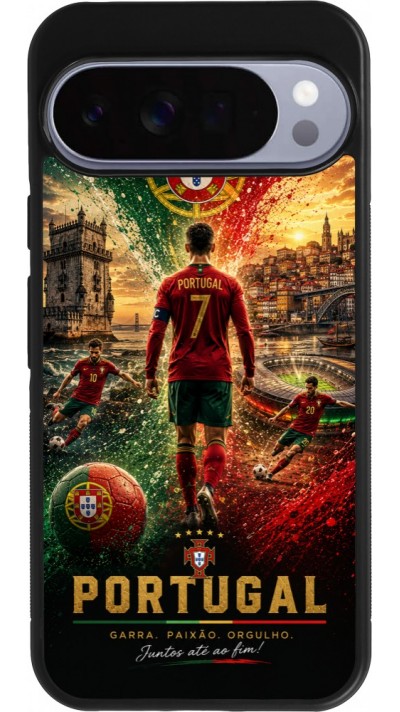 Coque Google Pixel 10 Pro XL - Silicone rigide noir Football Portugal splash 2026