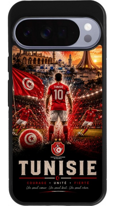 Coque Google Pixel 10 Pro XL - Silicone rigide noir Football Tunisie splash 2026