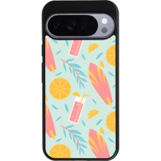 Coque Google Pixel 10 Pro XL - Silicone rigide noir Summer 2025 Pattern citron