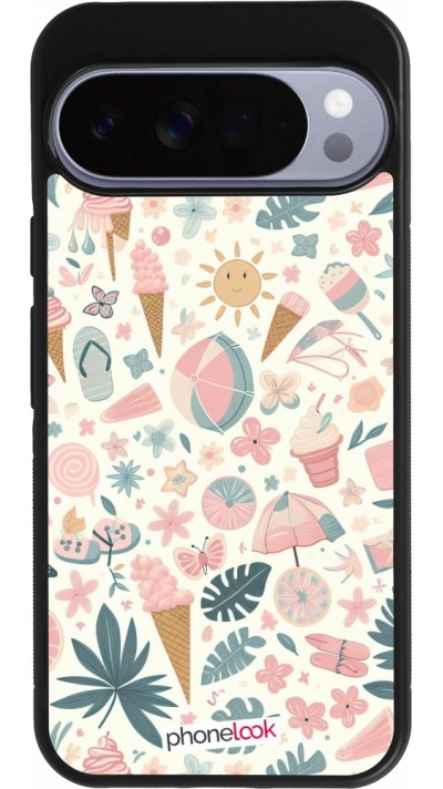Coque Google Pixel 10 Pro XL - Silicone rigide noir Summer Pink Pattern