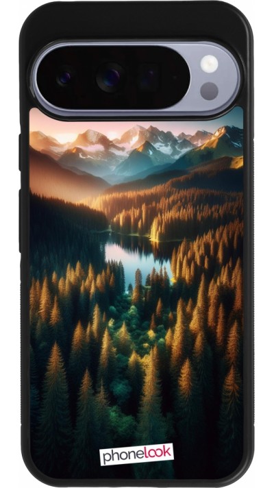 Coque Google Pixel 10 Pro XL - Silicone rigide noir Sunset Forest Lake