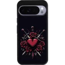 Coque Google Pixel 10 Pro XL - Silicone rigide noir Valentine 2024 gothic love