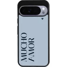 Coque Google Pixel 10 Pro XL - Silicone rigide noir Valentine 2024 mucho amor azul