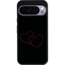 Coque Google Pixel 10 Pro XL - Silicone rigide noir Valentine 2023 attached heart