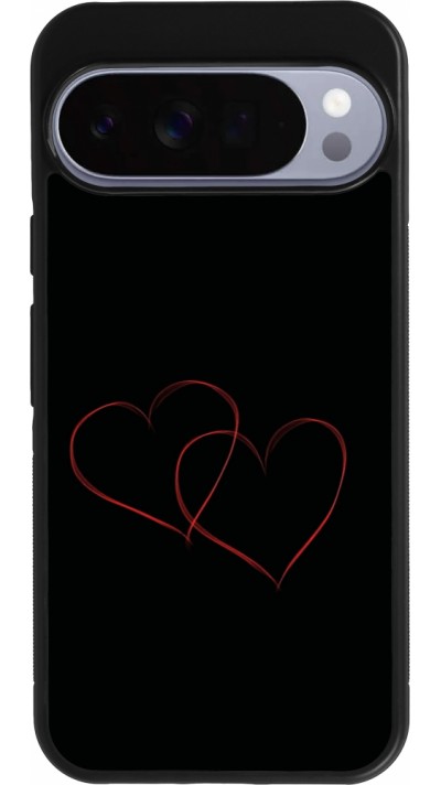 Coque Google Pixel 10 Pro XL - Silicone rigide noir Valentine 2023 attached heart