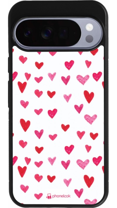 Coque Google Pixel 10 Pro XL - Silicone rigide noir Valentine 2022 Many pink hearts