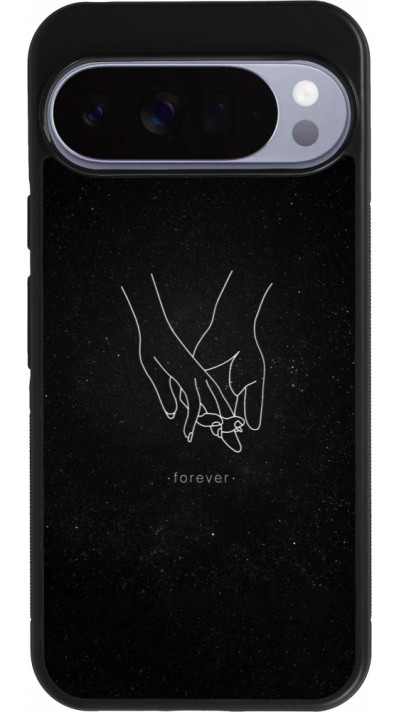 Coque Google Pixel 10 Pro XL - Silicone rigide noir Valentine 2023 hands forever
