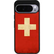 Coque Google Pixel 10 Pro XL - Silicone rigide noir Vintage Flag SWISS