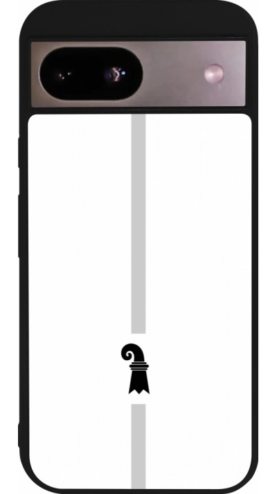 Coque Google Pixel 8a - Silicone rigide noir Canton BS blanc
