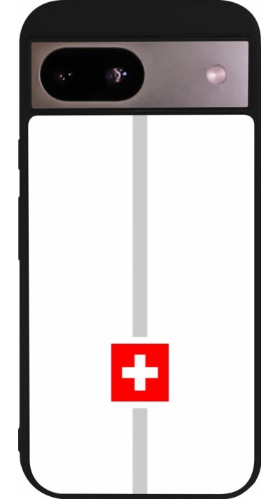 Coque Google Pixel 8a - Silicone rigide noir Canton CH blanc