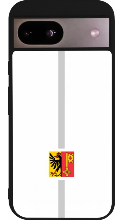 Coque Google Pixel 8a - Silicone rigide noir Canton GE blanc