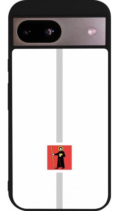 Coque Google Pixel 8a - Silicone rigide noir Canton GL blanc