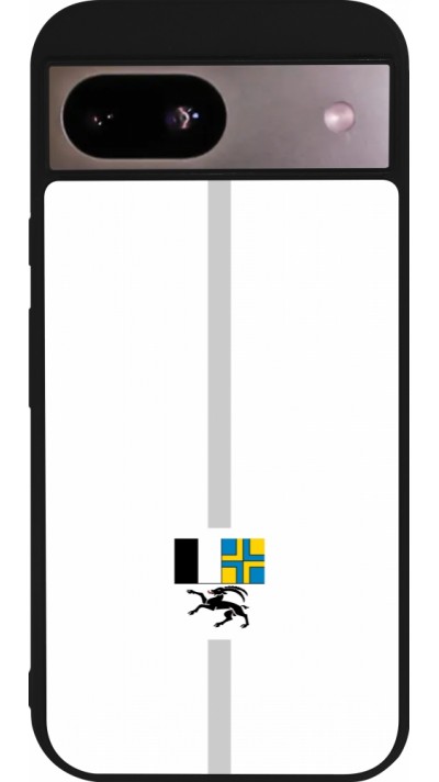 Coque Google Pixel 8a - Silicone rigide noir Canton GR blanc