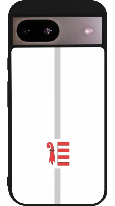Coque Google Pixel 8a - Silicone rigide noir Canton JU blanc