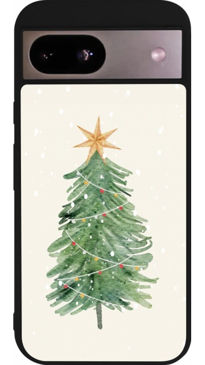 Google Pixel 8a Case Hülle - Silikon schwarz Christmas 25 Sketch Tree