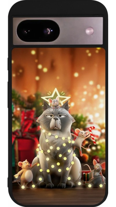 Google Pixel 8a Case Hülle - Silikon schwarz Christmas 25 Xmas Cat