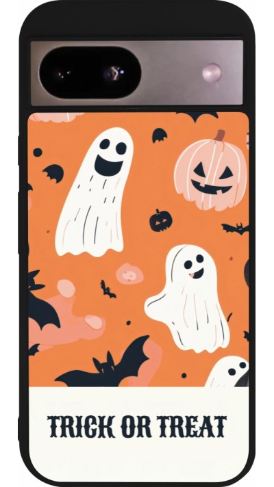 Google Pixel 8a Case Hülle - Silikon schwarz Halloween 2025 Trick treat Google Pixel 8a Case Hülle - Silikon schwarz Halloween 2025 Trick treat