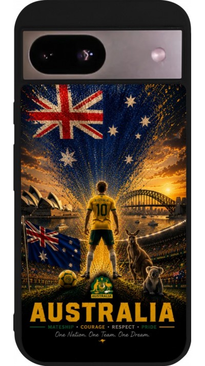 Google Pixel 8a Case Hülle - Silikon schwarz Fussball Australien splash 2026