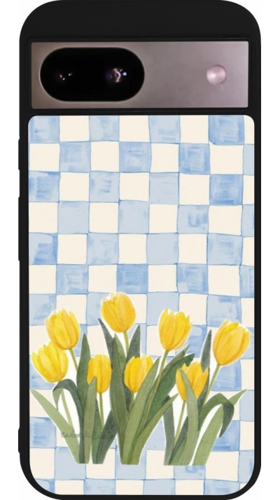 Google Pixel 8a Case Hülle - Silikon schwarz Blue vichy tulips Spring 2026