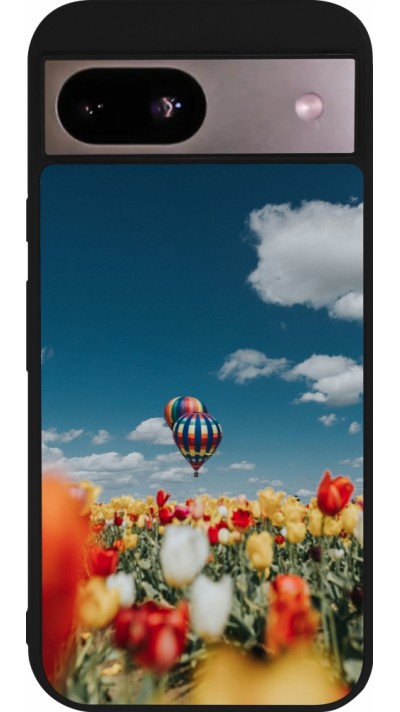 Google Pixel 8a Case Hülle - Silikon schwarz Hot air balloon Spring 2026