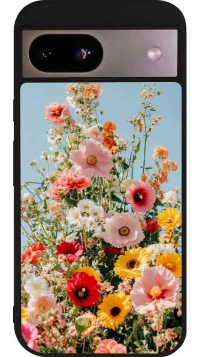 Google Pixel 8a Case Hülle - Silikon schwarz Spring flowers Spring 2026