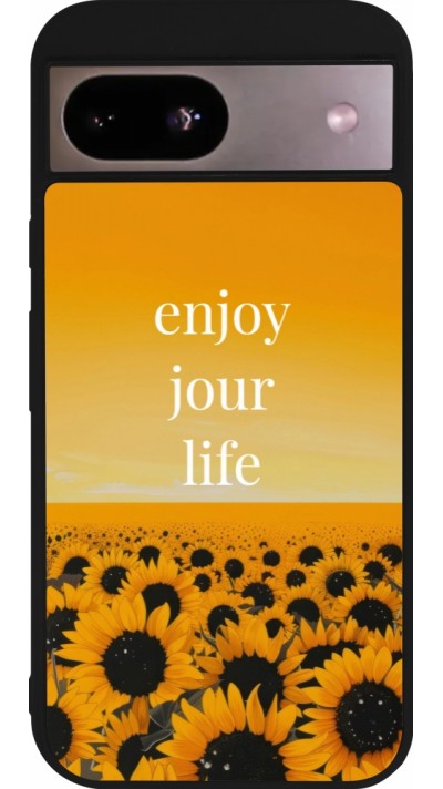 Google Pixel 8a Case Hülle - Silikon schwarz Summer 2025 Enjoy your life
