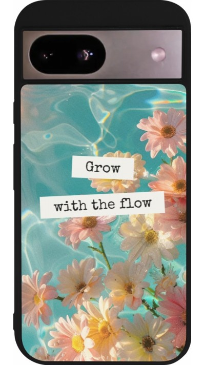 Google Pixel 8a Case Hülle - Silikon schwarz Summer 2025 Grow with the flow