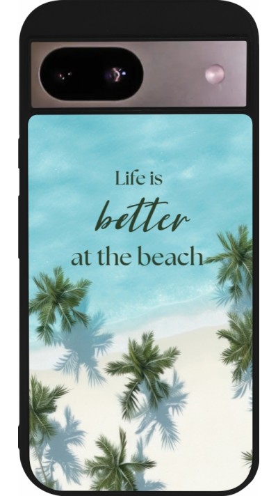 Google Pixel 8a Case Hülle - Silikon schwarz Summer 2025 Life is better at the beach