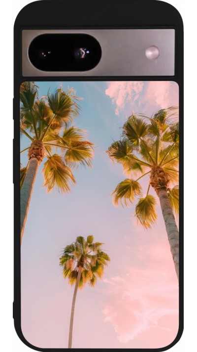 Google Pixel 8a Case Hülle - Silikon schwarz Summer 2025 Palmiers