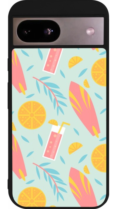 Google Pixel 8a Case Hülle - Silikon schwarz Summer 2025 Pattern citron