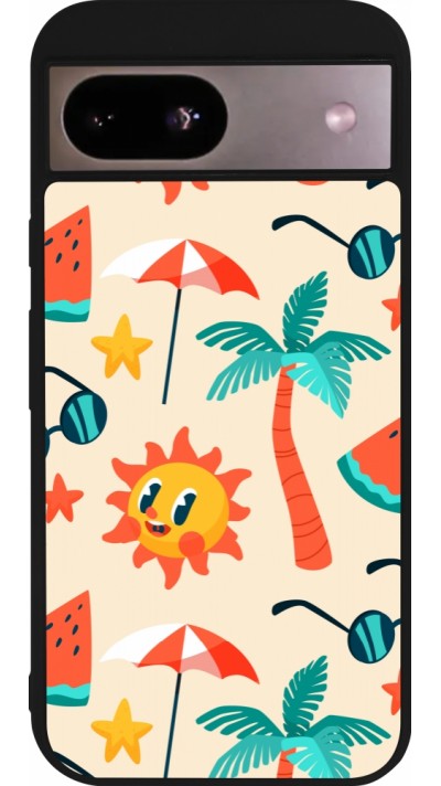 Google Pixel 8a Case Hülle - Silikon schwarz Summer 2025 Pattern soleil