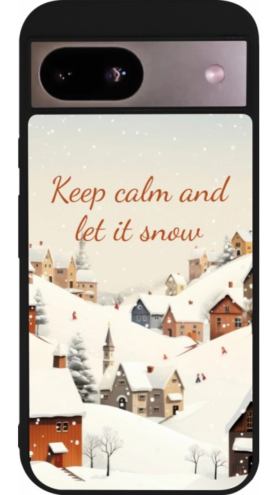 Google Pixel 8a Case Hülle - Silikon schwarz Winter 25 Winter Keep calm and let it snow