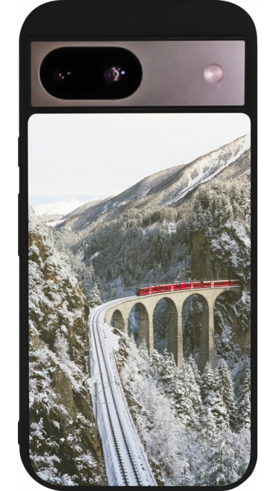 Google Pixel 8a Case Hülle - Silikon schwarz Winter 25 Winter polar express