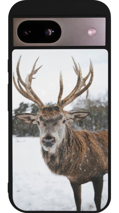 Google Pixel 8a Case Hülle - Silikon schwarz Winter 25 Winter reindeer