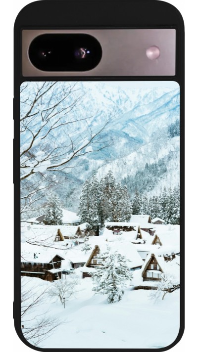 Google Pixel 8a Case Hülle - Silikon schwarz Winter 25 Winter snowy landscape