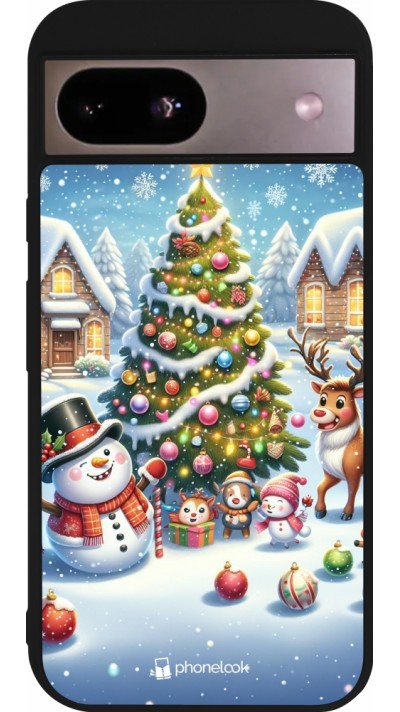 Google Pixel 8a Case Hülle - Silikon schwarz Weihnachten 2023 Schneemann und Tannenbaum Google Pixel 8a Case Hülle - Silikon schwarz Weihnachten 2023 Schneemann und Tannenbaum
