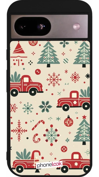 Google Pixel 8a Case Hülle - Silikon schwarz Weihnachten 2024 Lkw Tanne