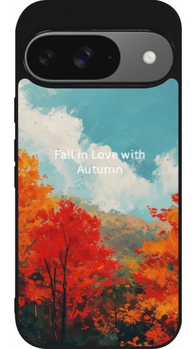 Coque Google Pixel 9 / Pixel 9 Pro - Silicone rigide noir Autumn 25 Fall in love