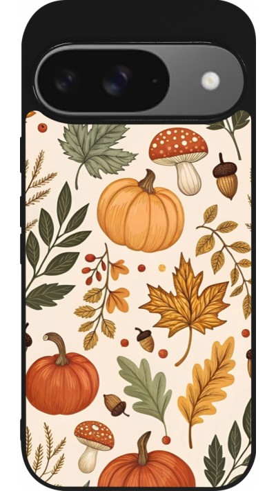 Coque Google Pixel 9 / Pixel 9 Pro - Silicone rigide noir Autumn 25 Autumn pattern