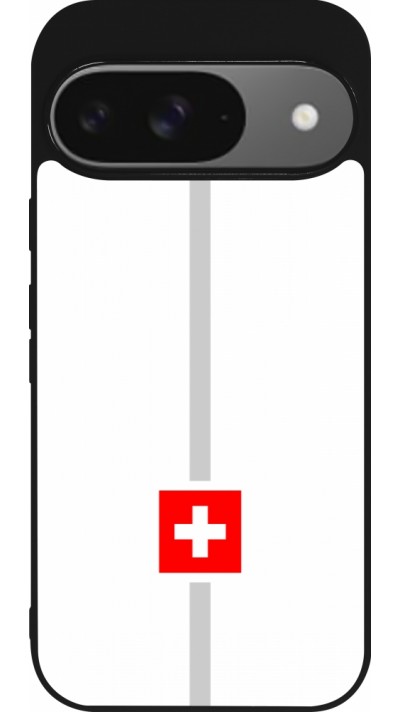 Coque Google Pixel 9 / Pixel 9 Pro - Silicone rigide noir Canton CH blanc