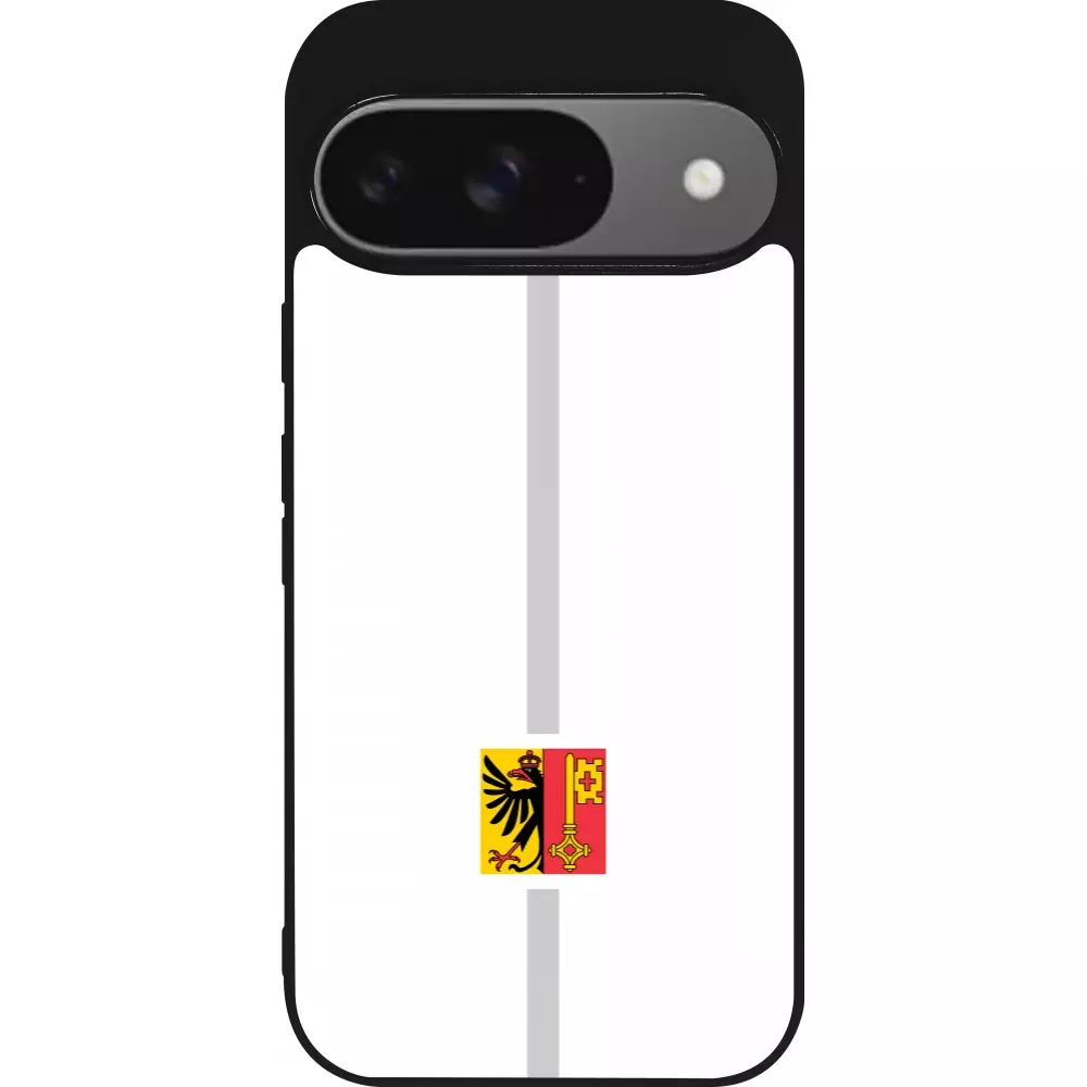 Coque Google Pixel 9 / Pixel 9 Pro - Silicone rigide noir Canton GE blanc